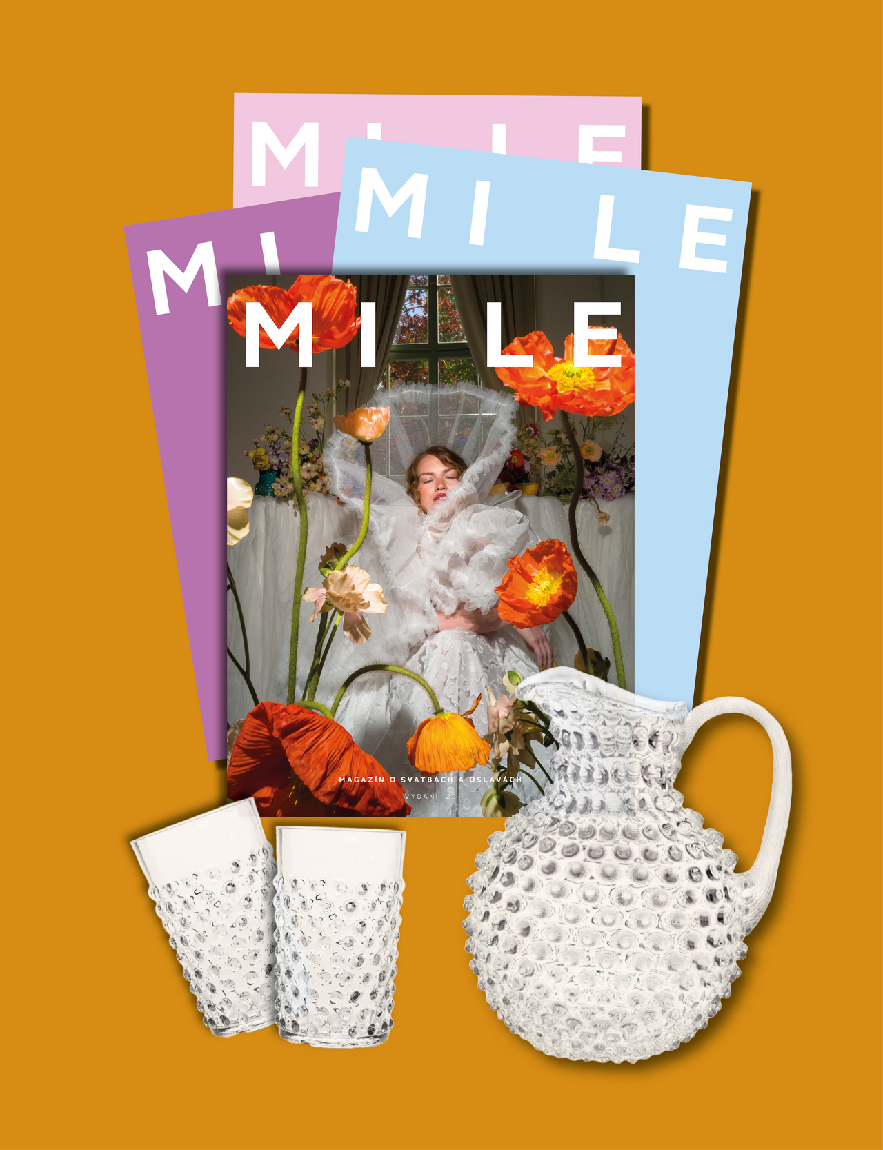 MILE X KLIMCHI glass and jug Hobnail